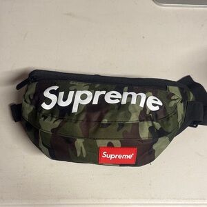 Supreme Camo Belt Bag with White Logo and Red Patch